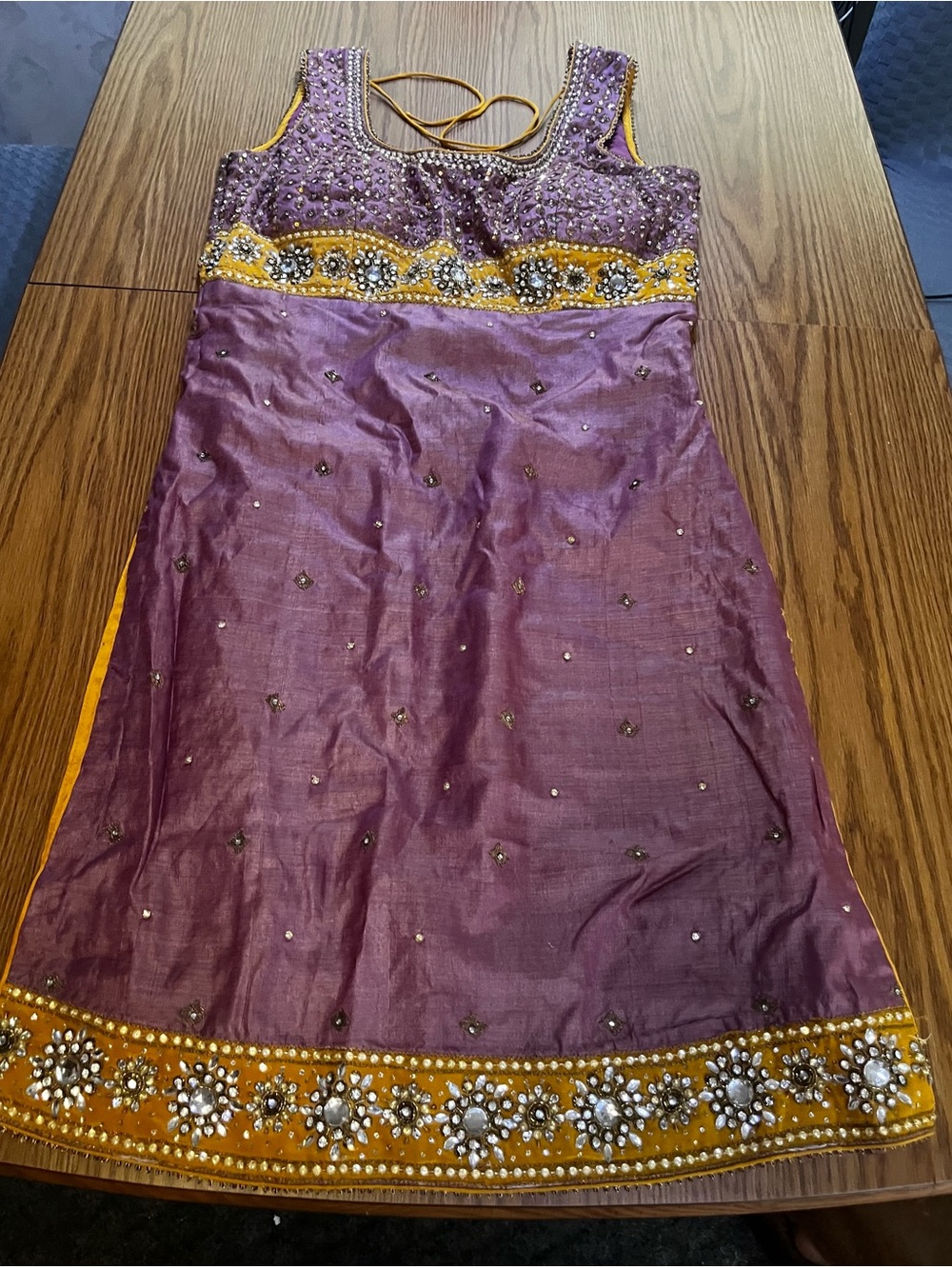 Seasons Sentiments Embellished Purple & Gold A-Line Kurta with matching Churidar